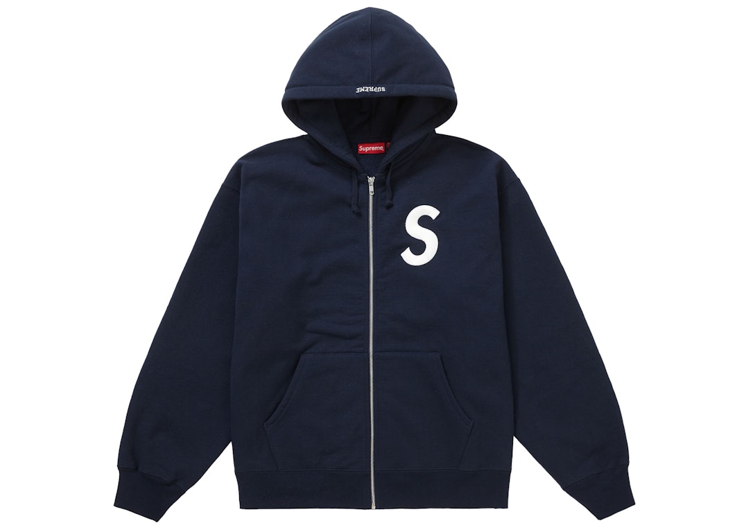 Pre-owned Supreme S Logo Zip Up Hooded Sweatshirt Navy