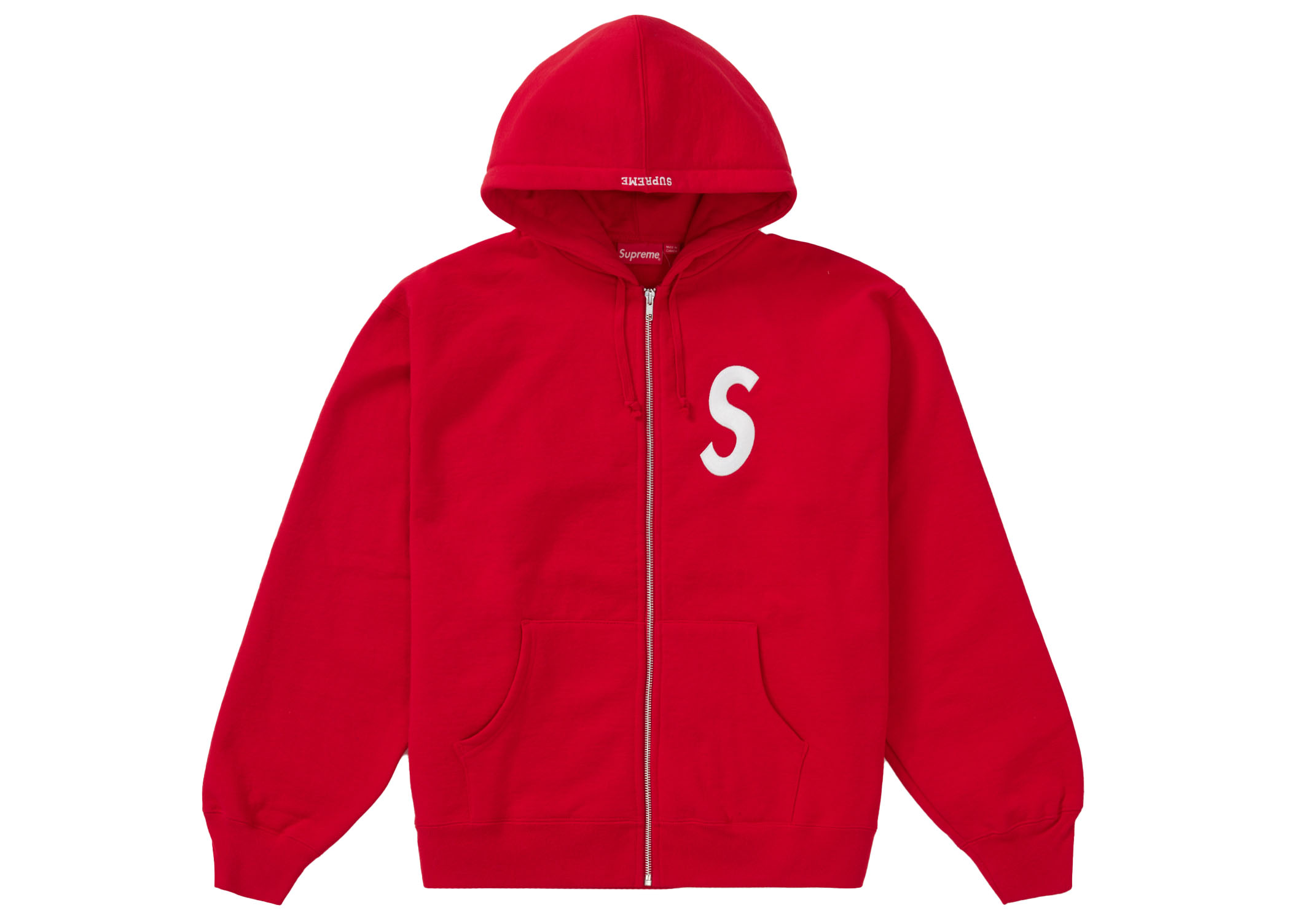 Supreme S Logo Zip Up Hooded Sweatshirt Red Men's - FW23 - US