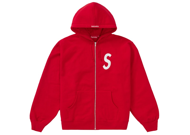 Supreme S Logo Zip Up Hooded Sweatshirt Red