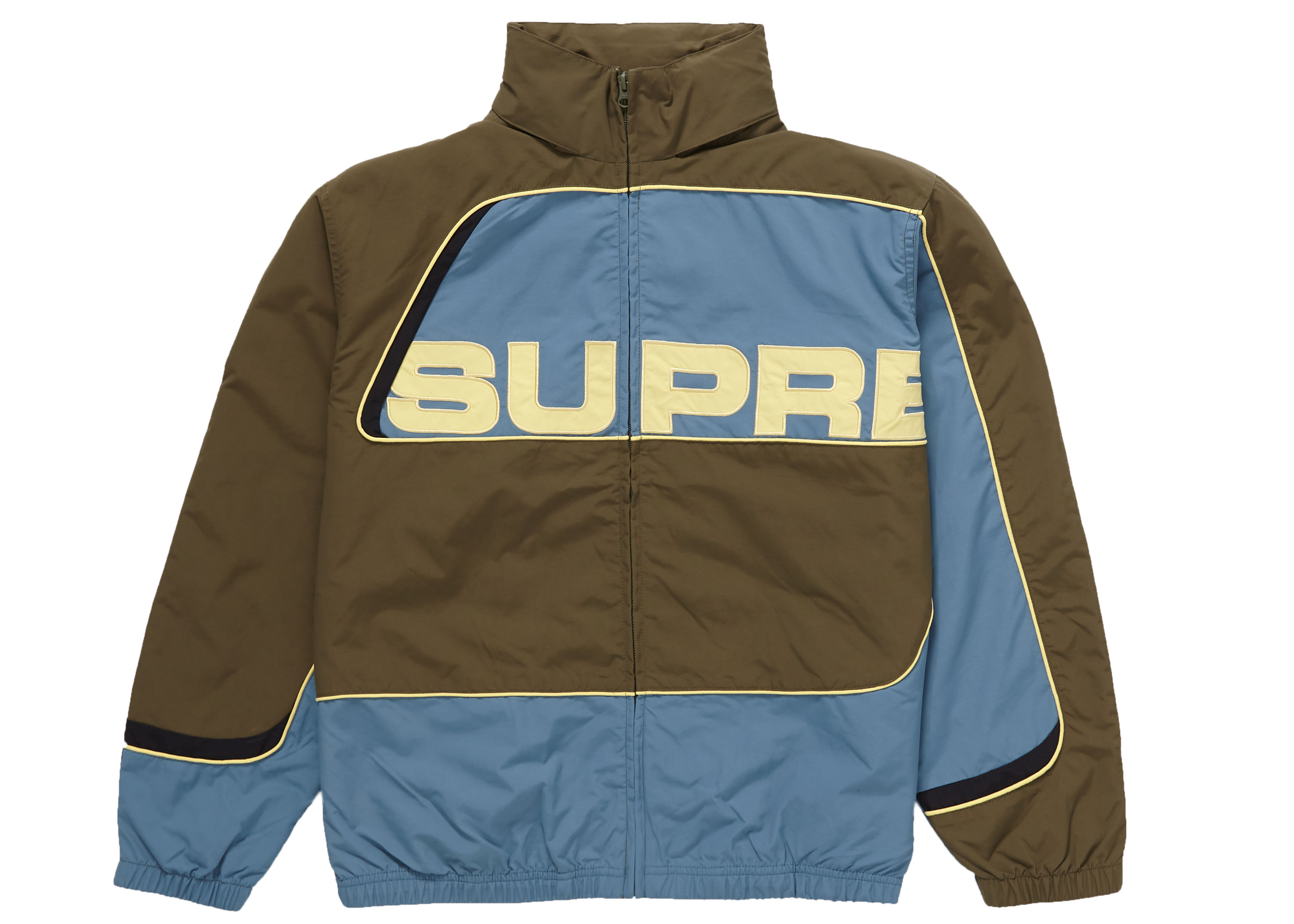 Supreme S Paneled Track Jacket Olive Men's - FW21 - GB