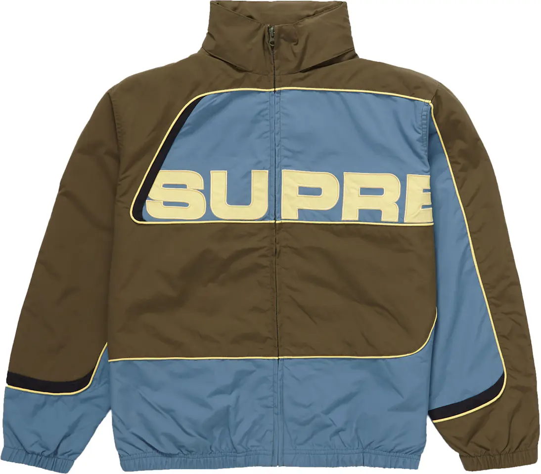Supreme S Paneled Track Jacket Olive Men's - FW21 - US