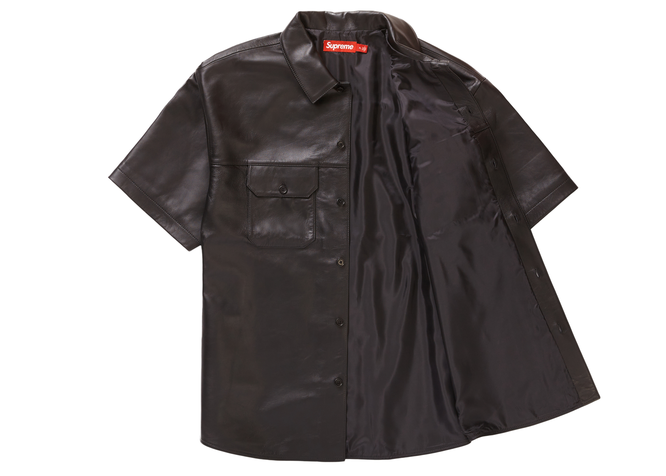 Supreme S/S Leather Work Shirt Black