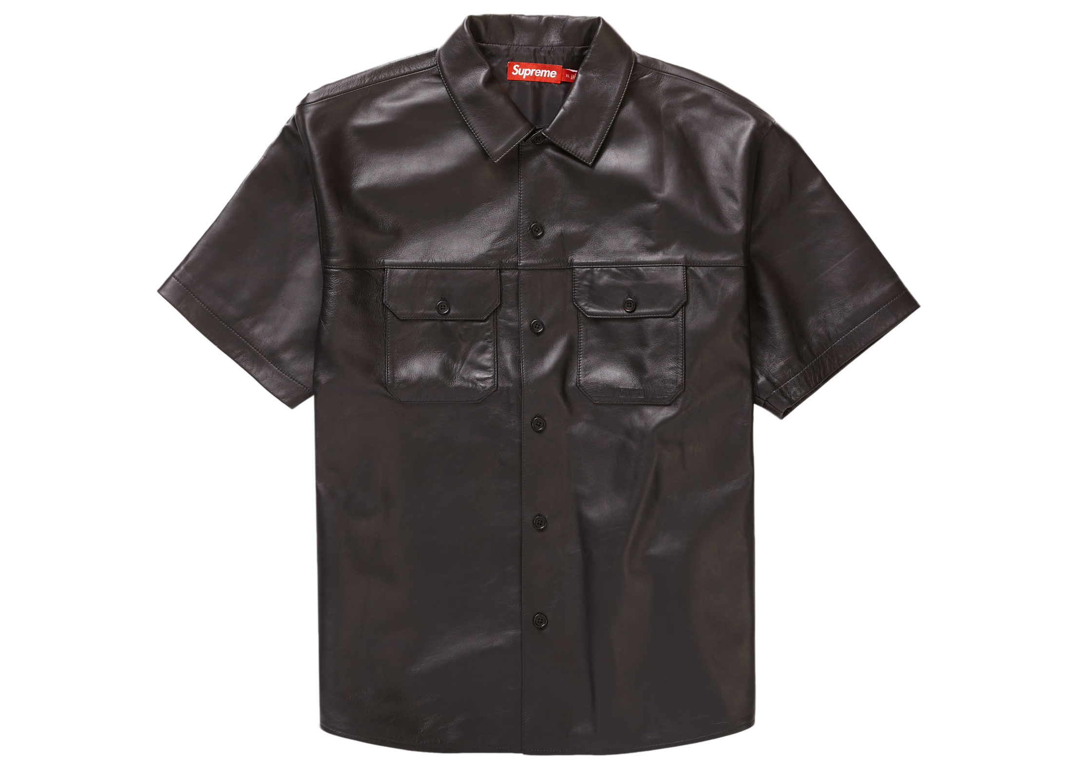 Supreme S/S Leather Work Shirt Black Men's - FW23 - US