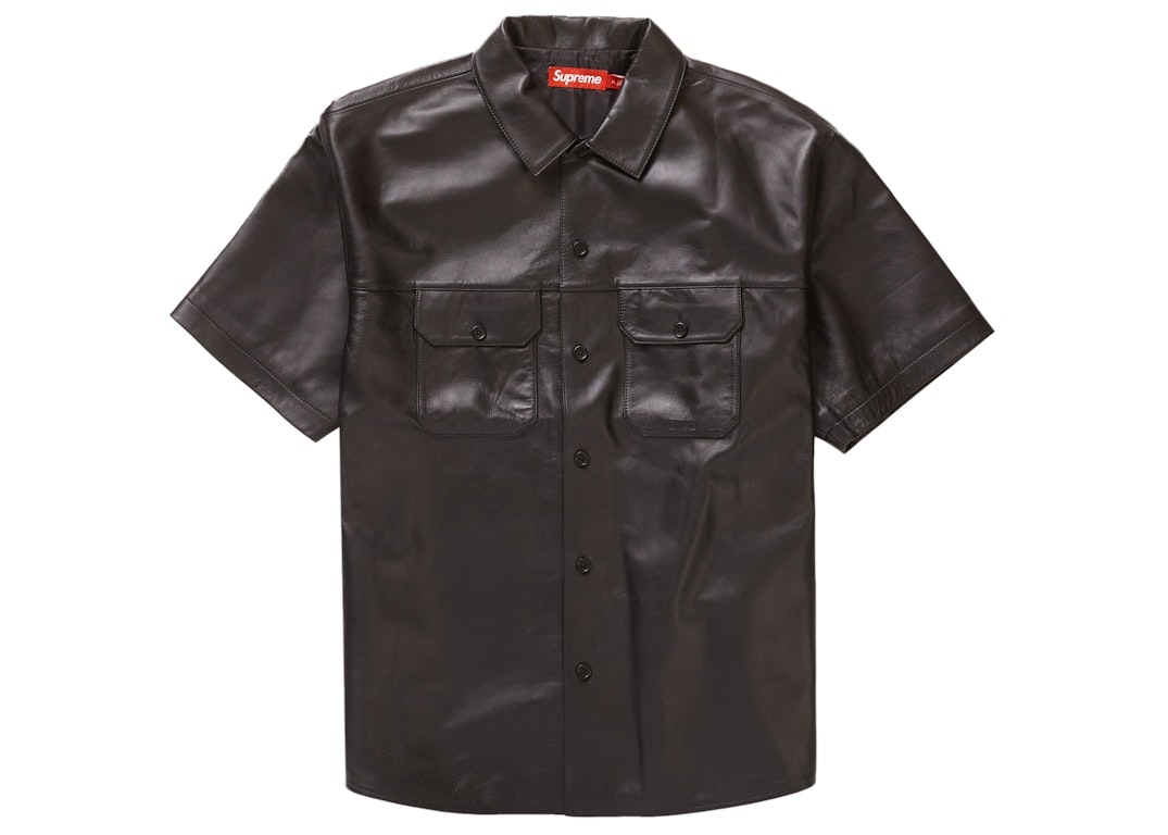 Pre-owned Supreme S/s Leather Work Shirt Black