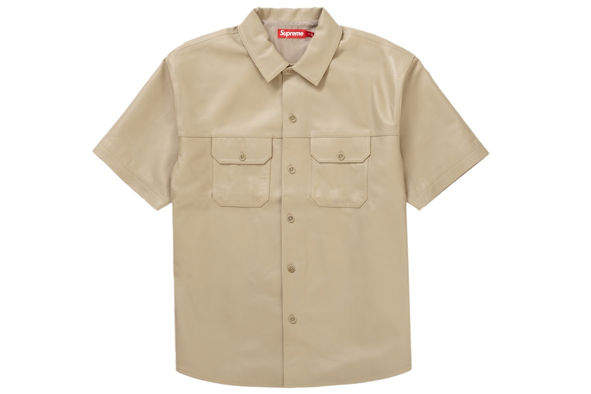 Pre-owned Supreme S/s Leather Work Shirt Tan