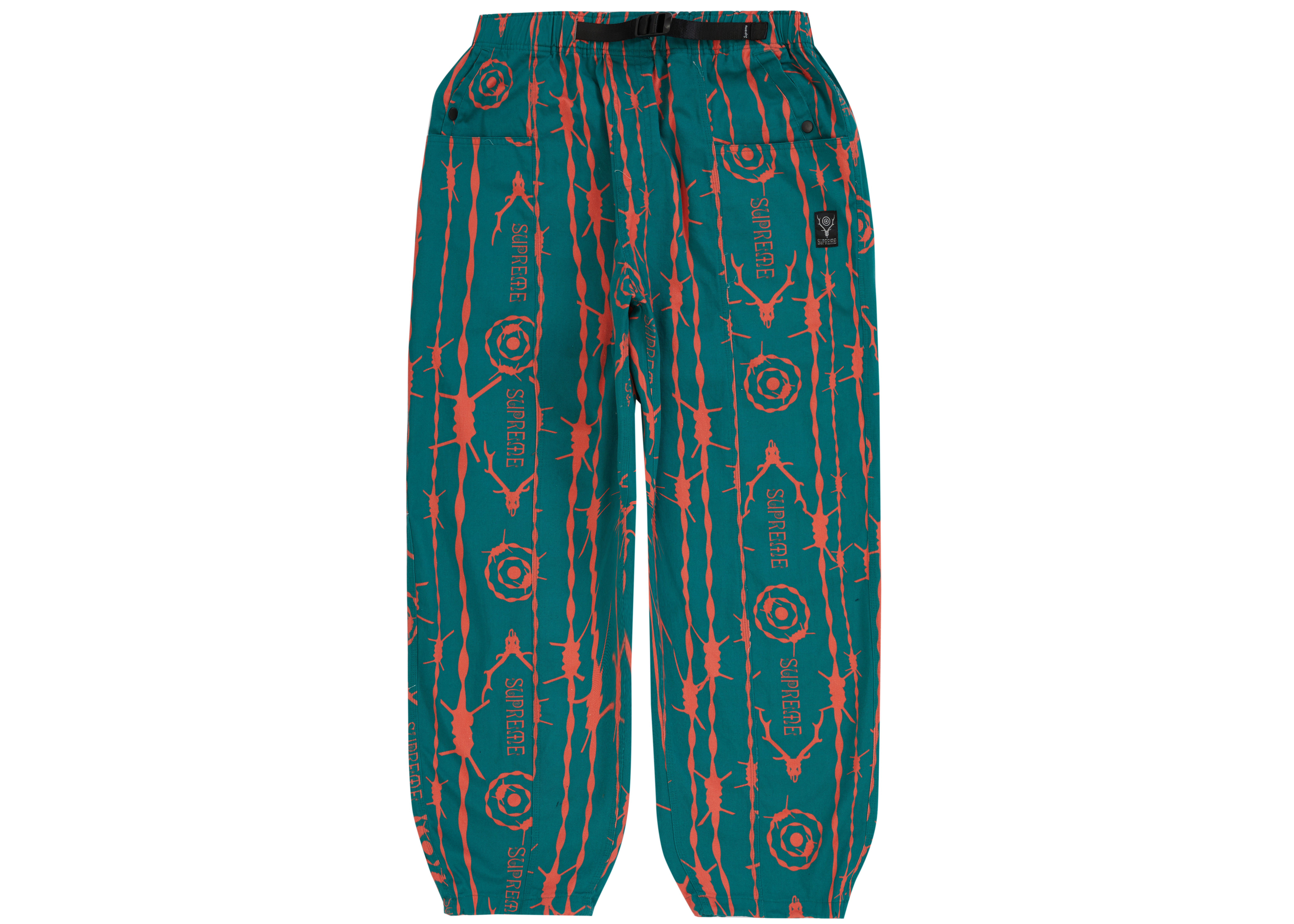 Supreme SOUTH2 WEST8 Belted Pant Teal Pattern - SS21 Men's - US