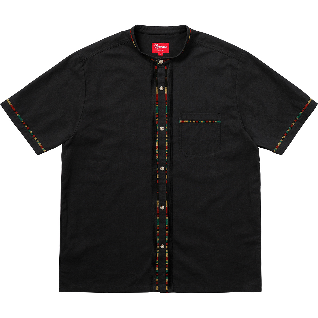 Supreme S/S Band Collar Shirt Black Men's - SS18 - US