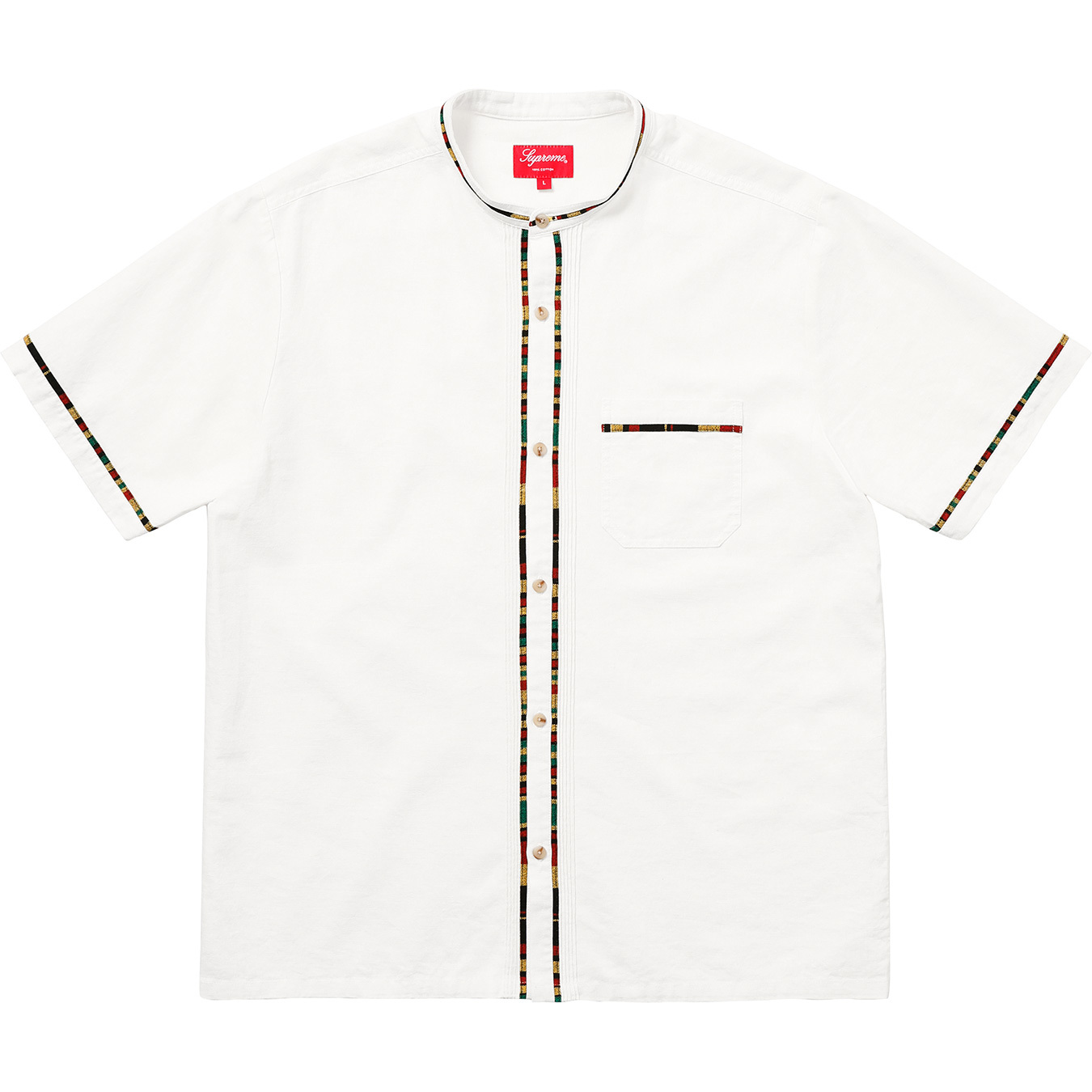 Supreme S/S Band Collar Shirt Natural メンズ - SS18 - JP