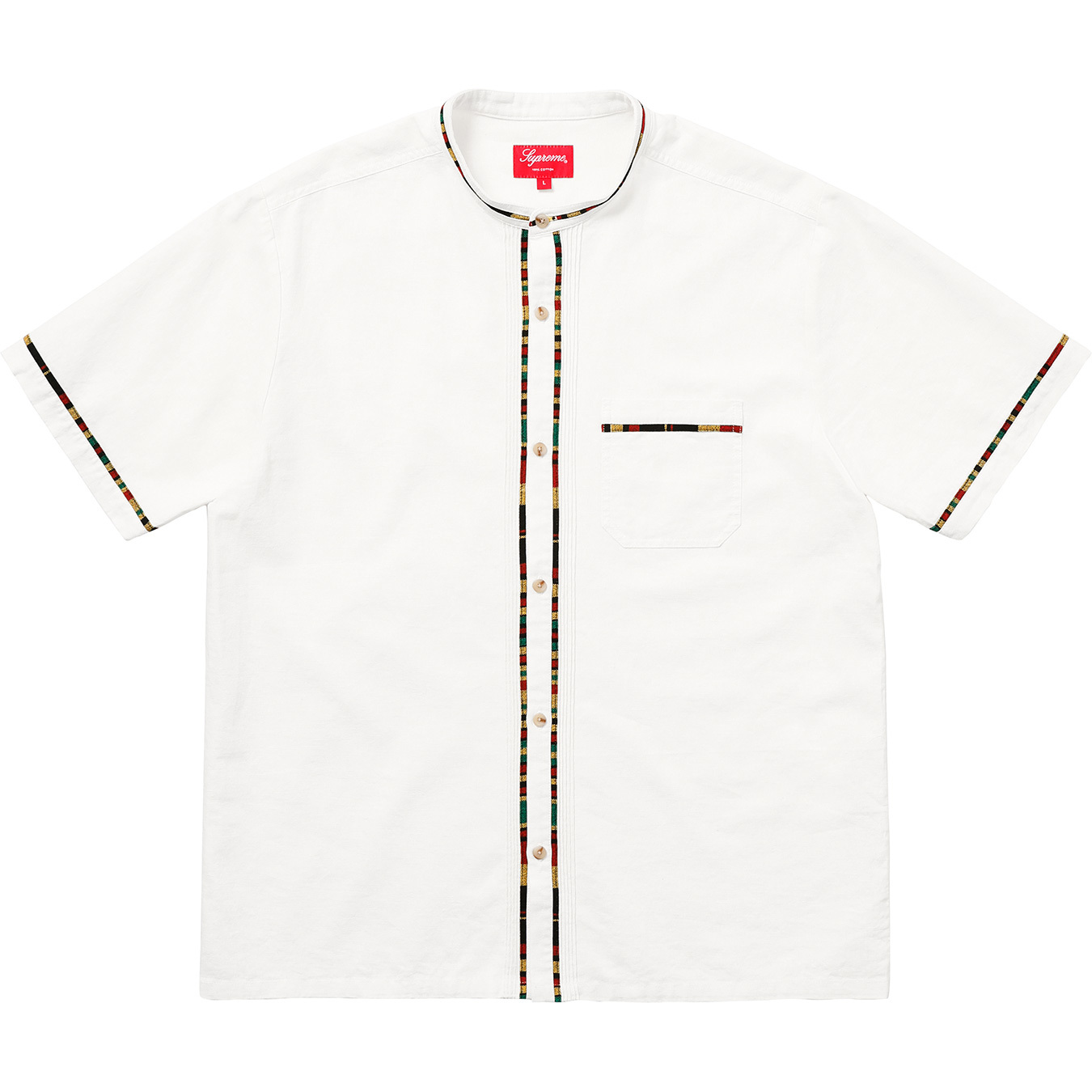 Supreme S/S Band Collar Shirt Natural Men's - SS18 - US