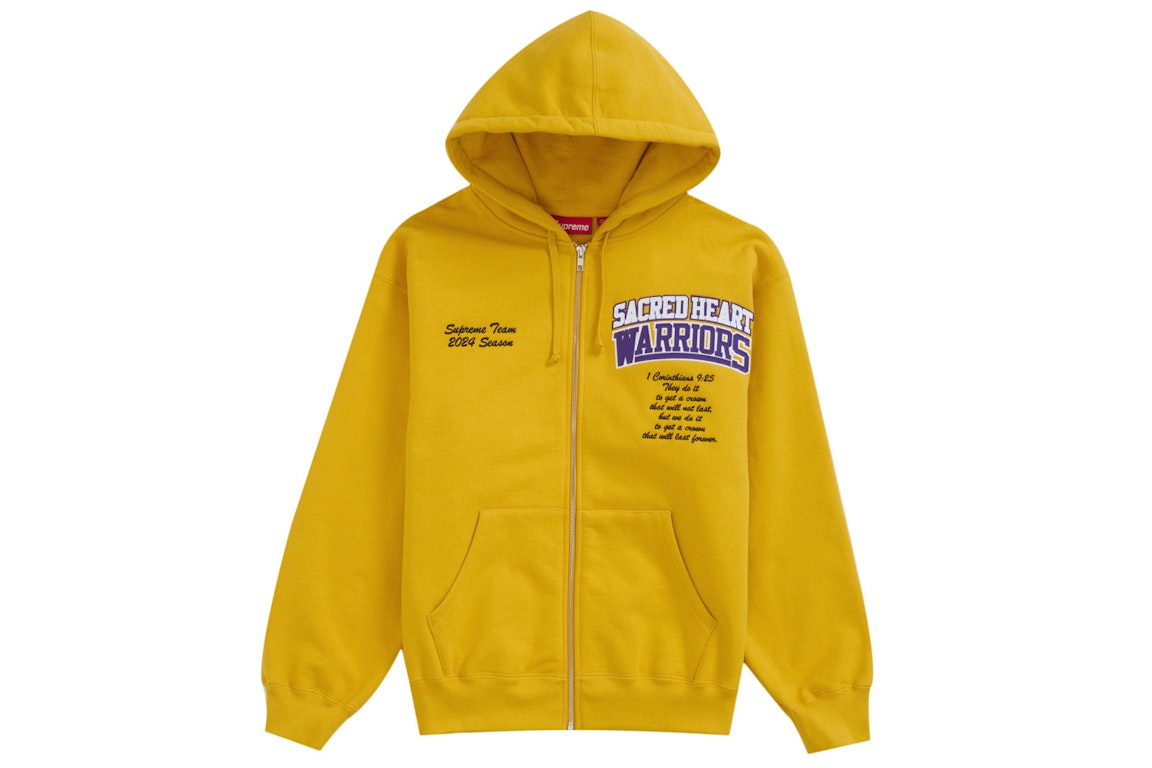 Pre-owned Supreme Salvation Zip Up Hooded Sweatshirt Yellow In Gold