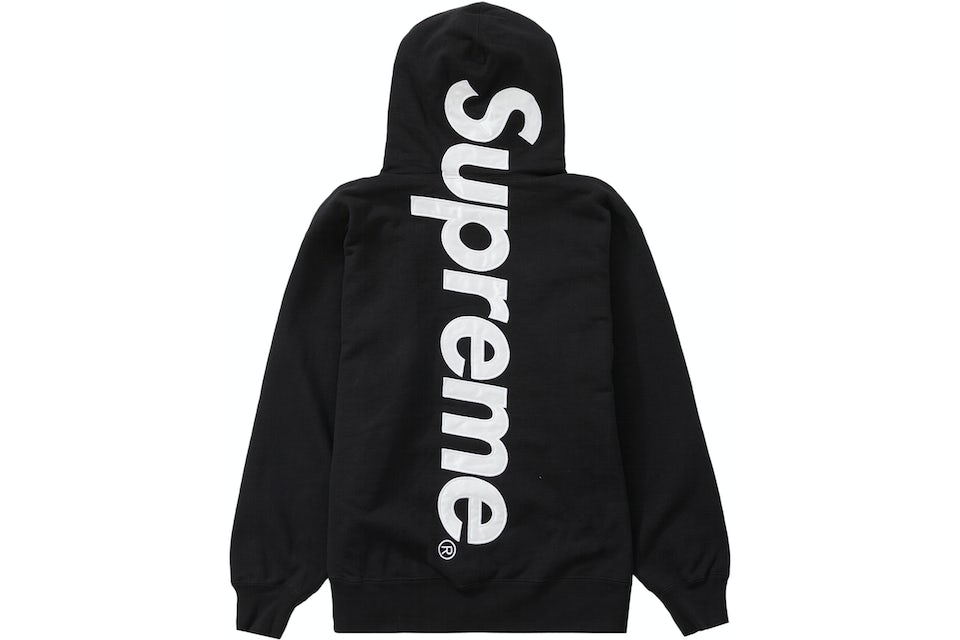 Supreme Satin Appliqué Hooded Sweatshirt Black