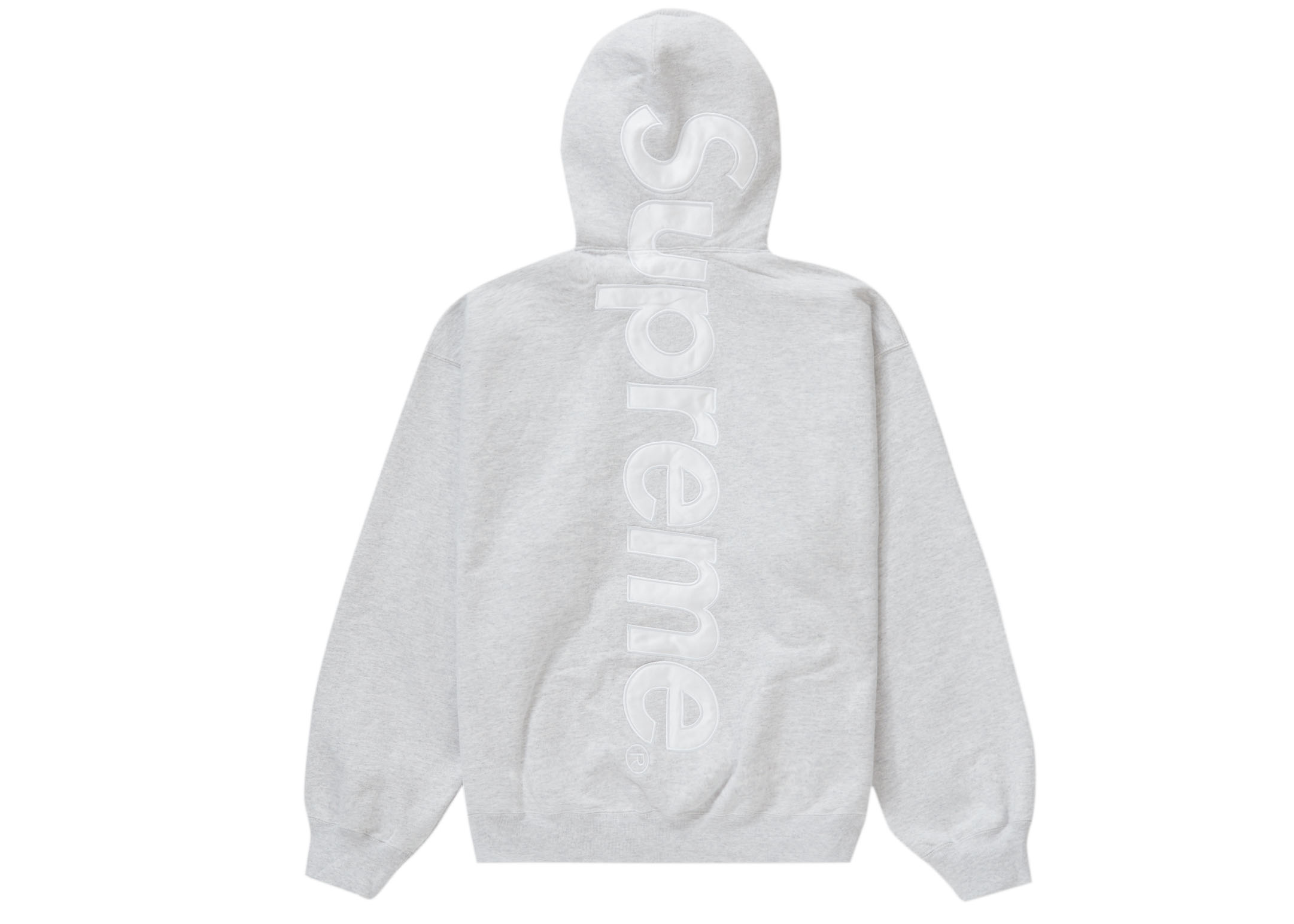 Pre-owned Supreme Satin Appliqué Hooded Sweatshirt (fw23) Ash Grey