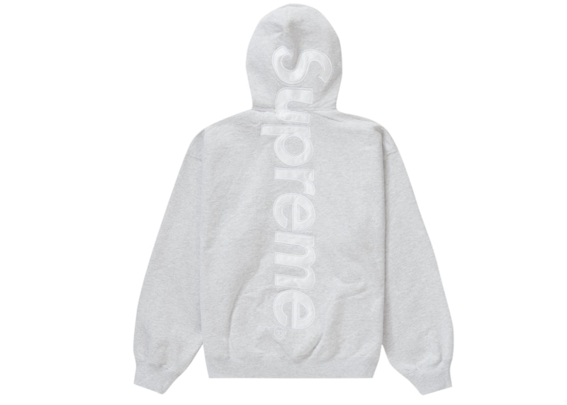 Supreme Satin Appliqué Hooded Sweatshirt (FW23) Ash Grey Men's