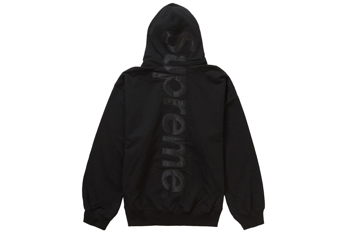 Click to view more detailed imagery on our partner's website Pre-owned Supreme Satin Appliqué Hooded Sweatshirt (fw23) Black