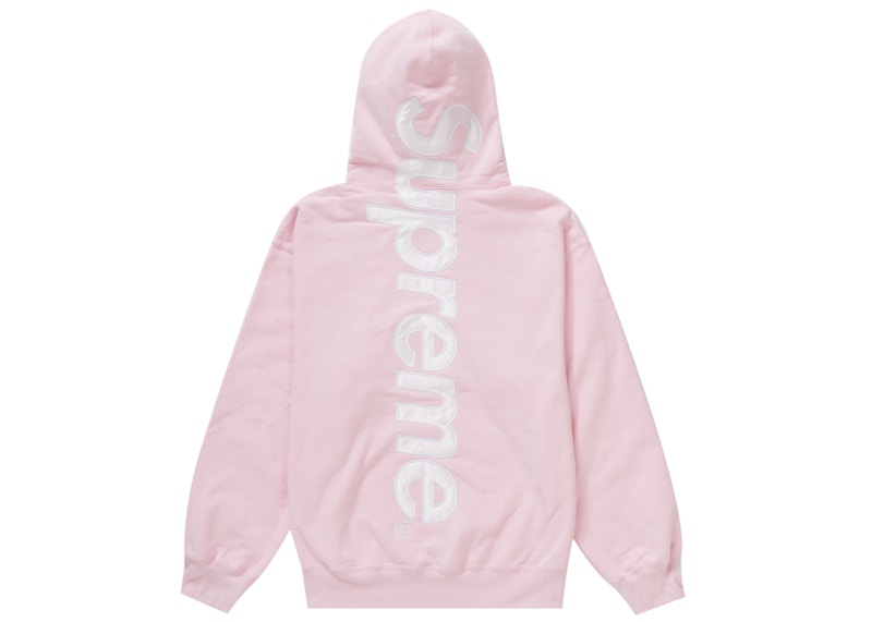 Supreme Satin Appliqué Hooded Sweatshirt (FW23) Light Pink Men's