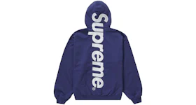 Sweat à capuche Supreme logo oversize satin automne-hiver 2023 bleu marine délavé