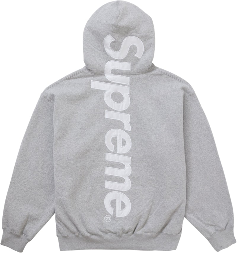 Supreme Satin Applique Hooded Sweatshirt FW24 Heather Grey Men's