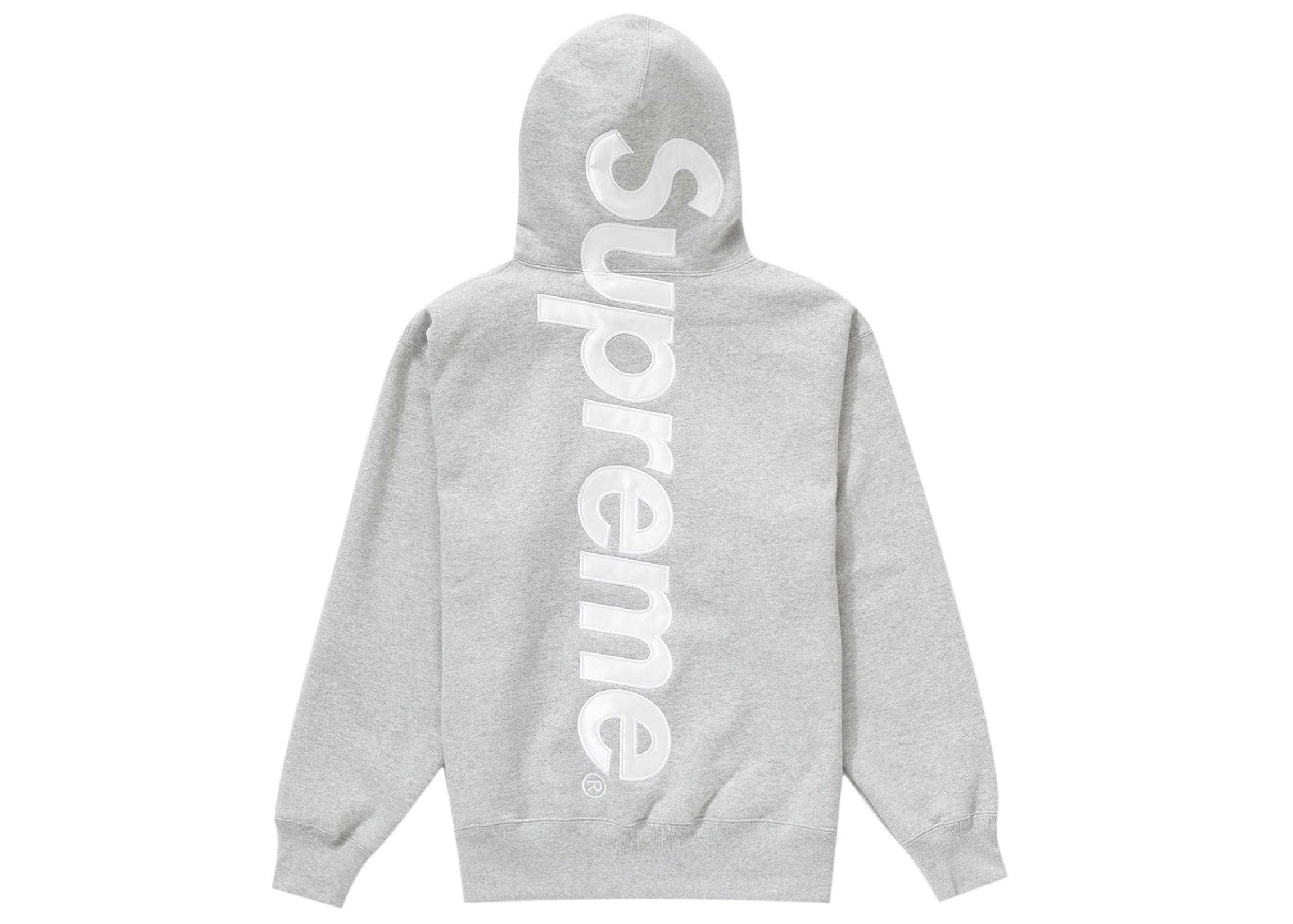 Supreme Satin Appliqué Hooded Sweatshirt Heather Grey Men's - FW22 