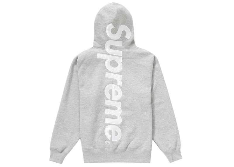 Supreme Satin Appliqué Hooded Sweatshirt Heather Grey メンズ ...