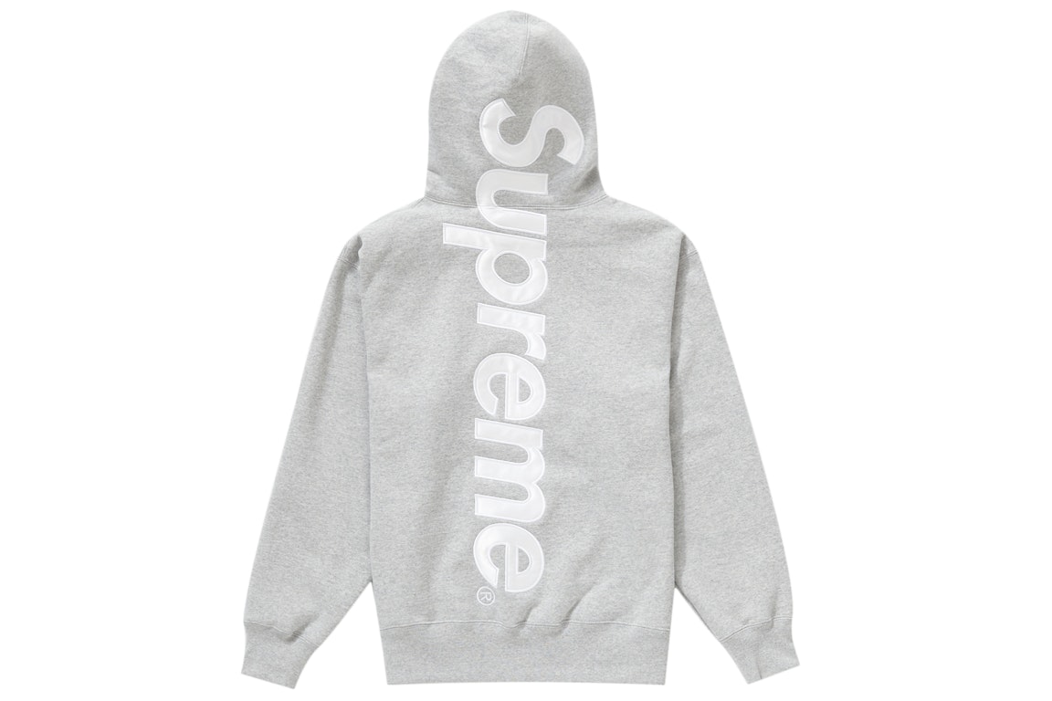 Pre-owned Supreme Satin Appliqué Hooded Sweatshirt Heather Grey
