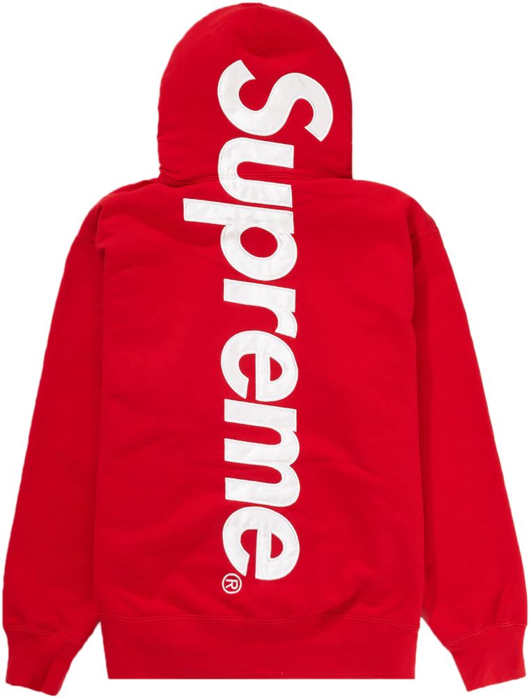 Supreme Satin Appliqué Hooded Sweatshirt Red