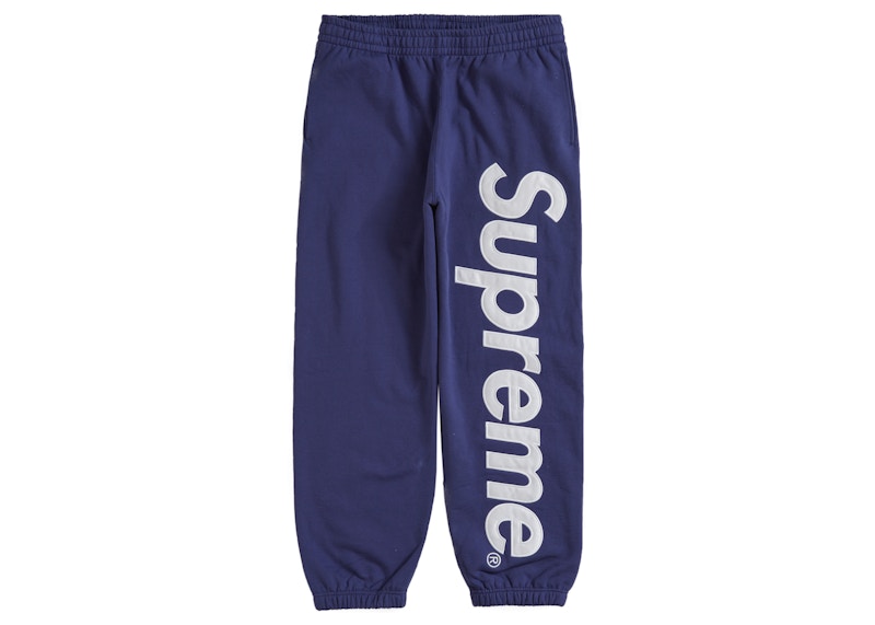 Supreme Satin Appliqué Sweatpant (FW23) Washed Navy Men's - FW23 - US