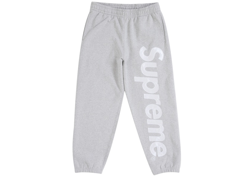 Supreme Satin Appliqué Sweatpant (FW25) Heather Grey Men's - FW25 - US