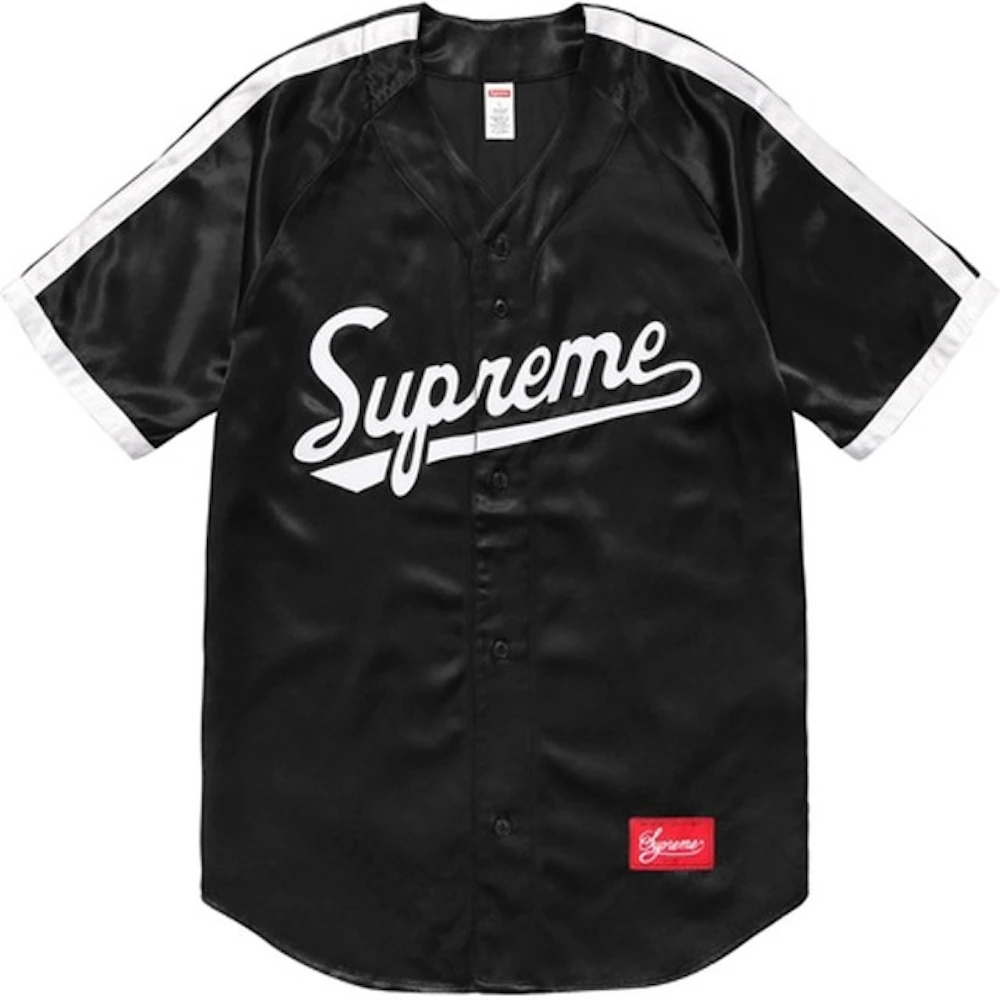 Supreme Satin Baseball Jersey Black - Men's - US