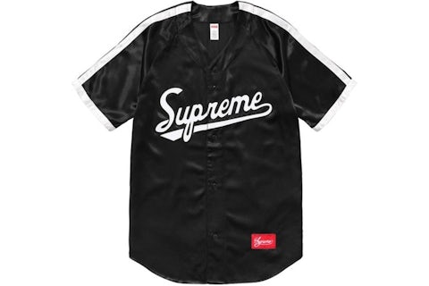 Supreme Satin Baseball Jersey Black Men's SS17 US - Main Image