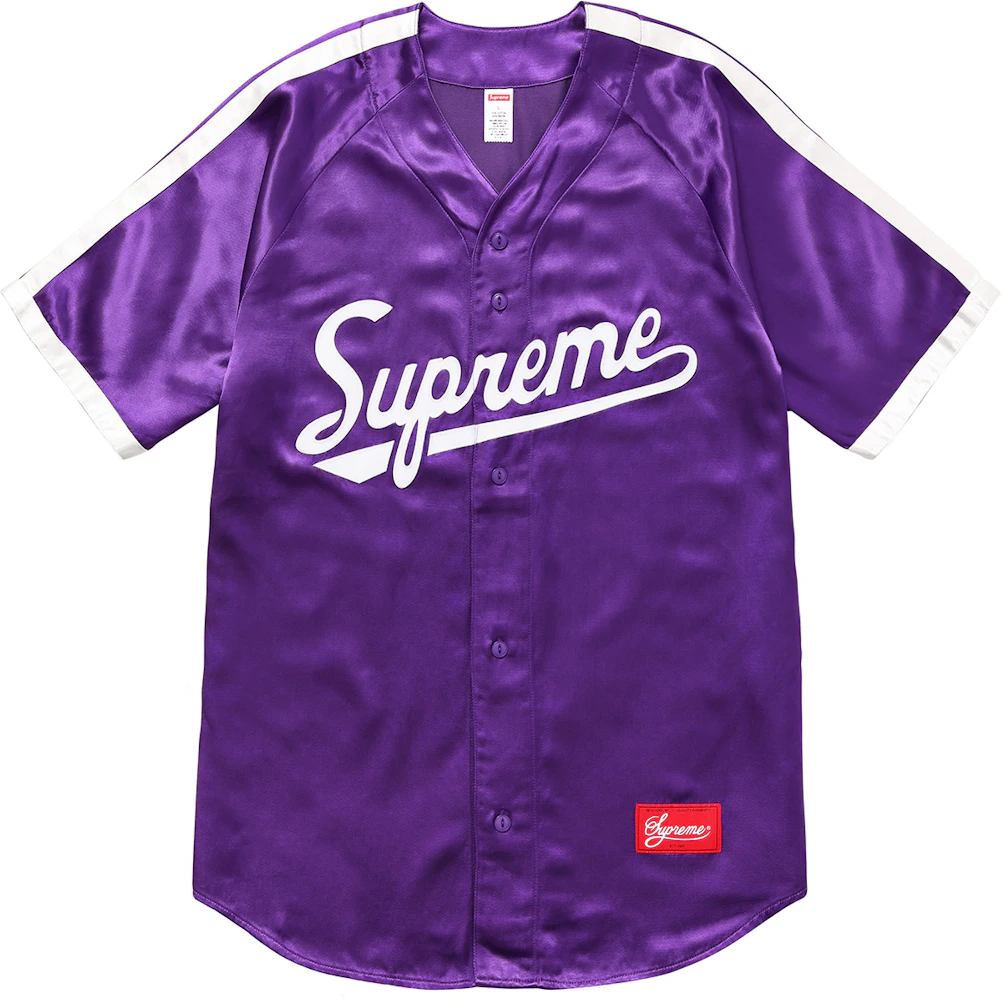 Supreme Satin Baseball Jersey Purple Men's - SS17 - US