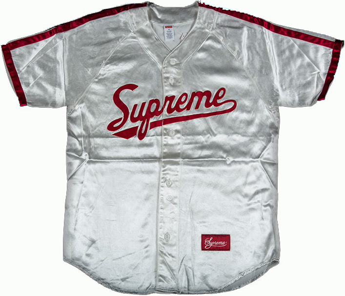 Supreme Satin Baseball Jersey White