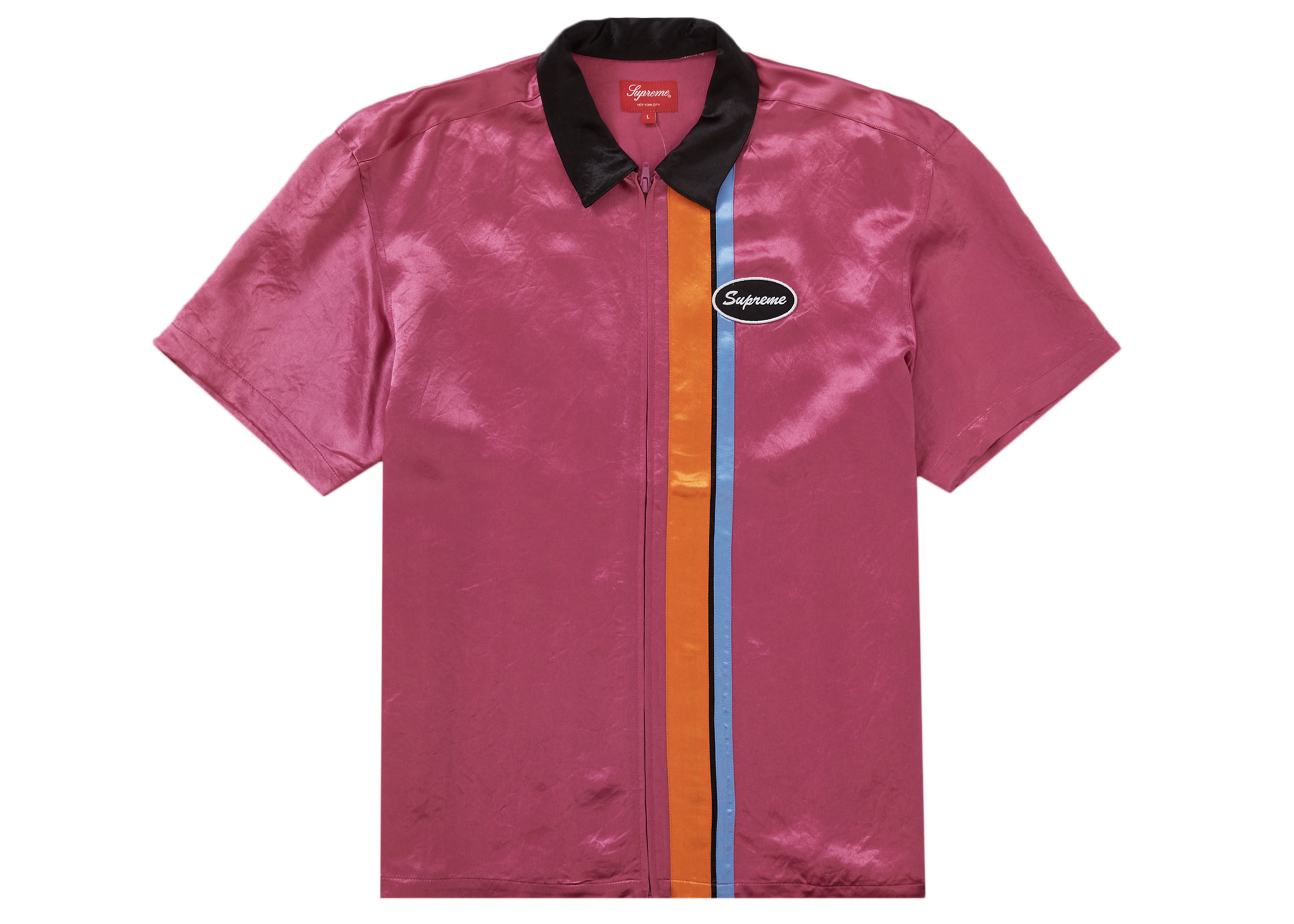 Supreme Satin Zip Up S/S Work Shirt Pink Men's - SS22 - US