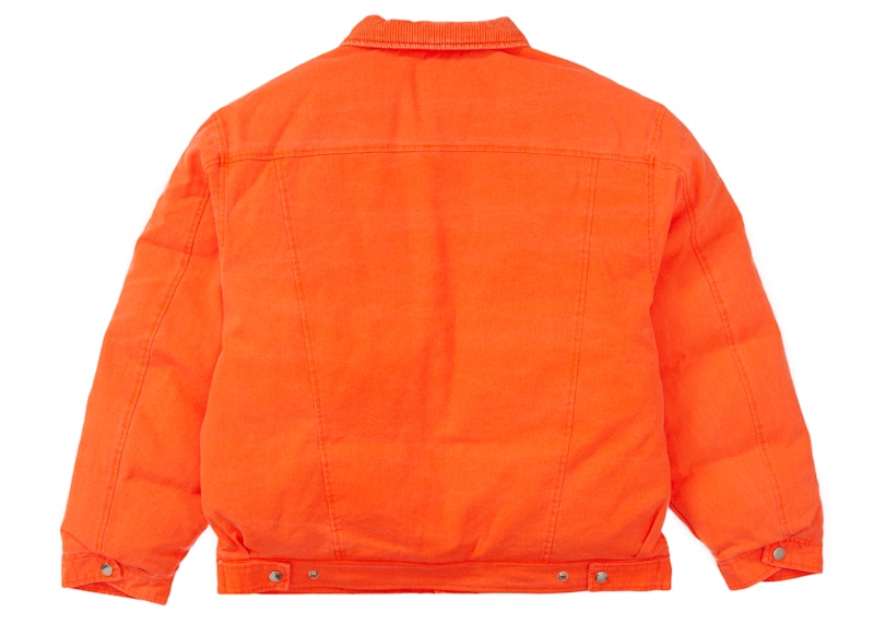 Supreme Schott Canvas Down Trucker Jacket Neon Orange Men's - FW22 