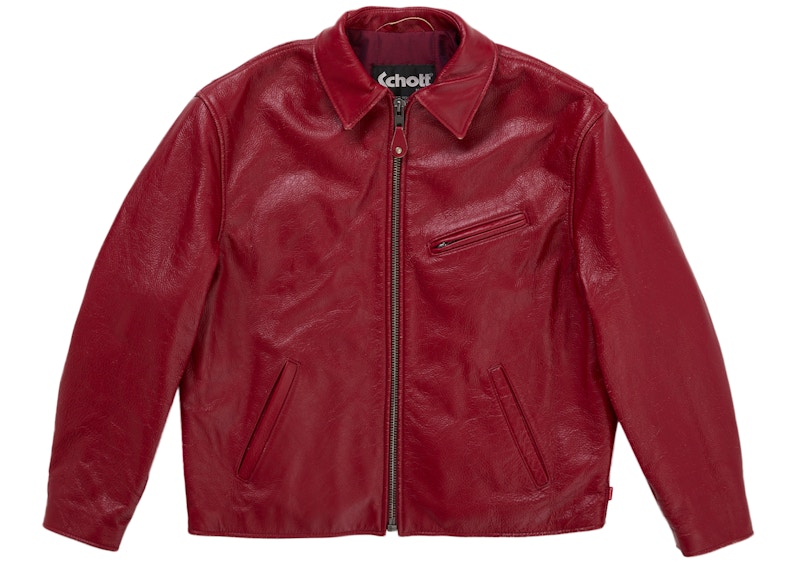 Supreme Schott Distressed Leather Jacket Red