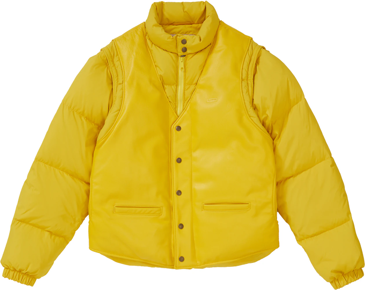 Supreme Schott Down Leather Vest Puffy Jacket Yellow - FW18 - US