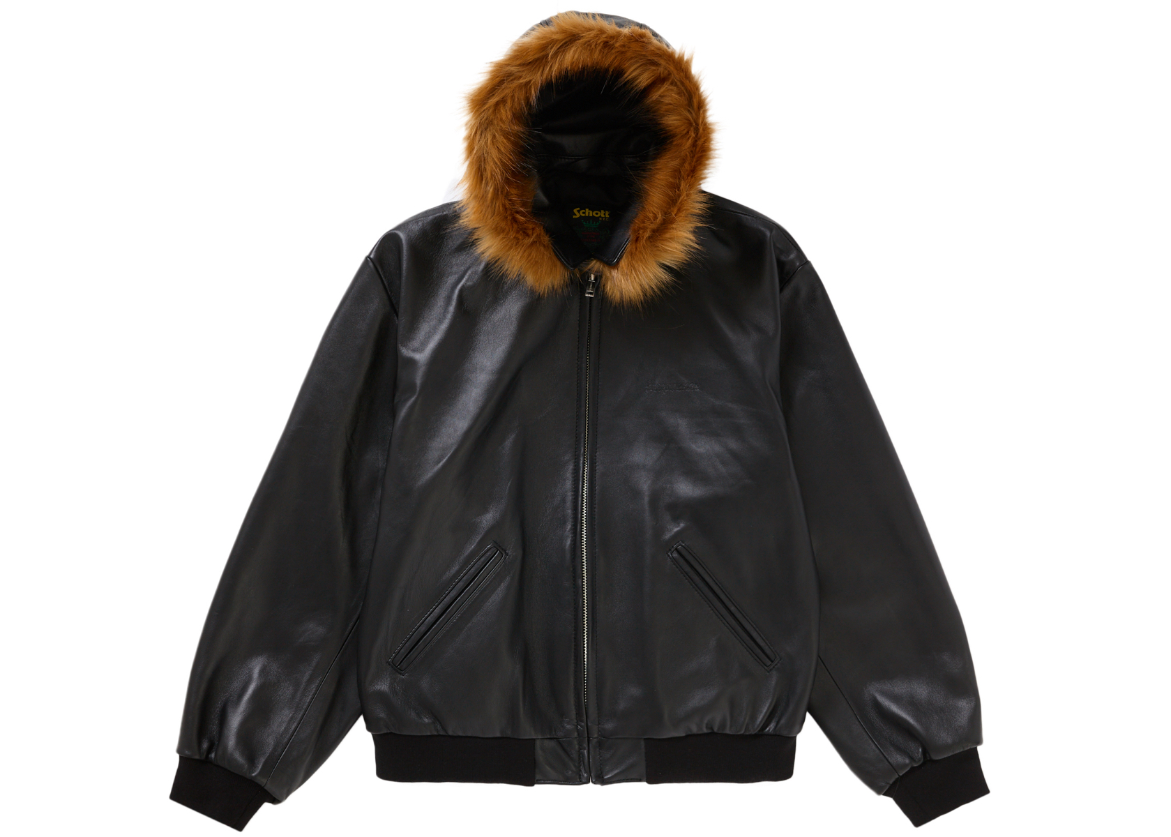 Supreme Schott Hooded Leather Bomber Jacket Black