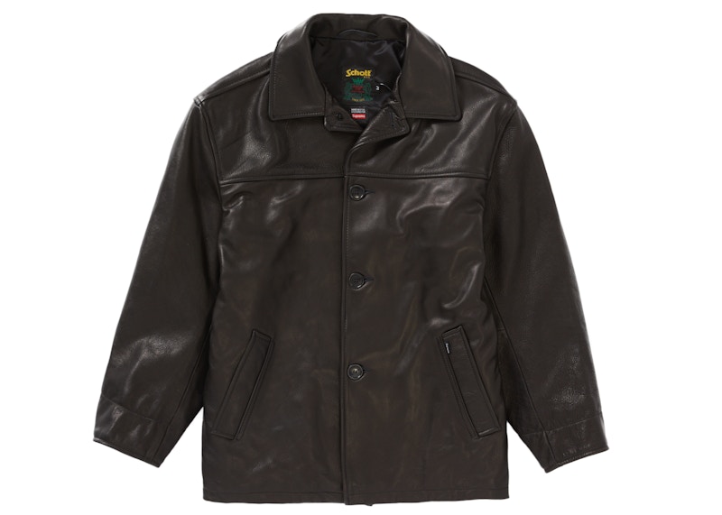 Supreme Schott Leather Car Coat Black