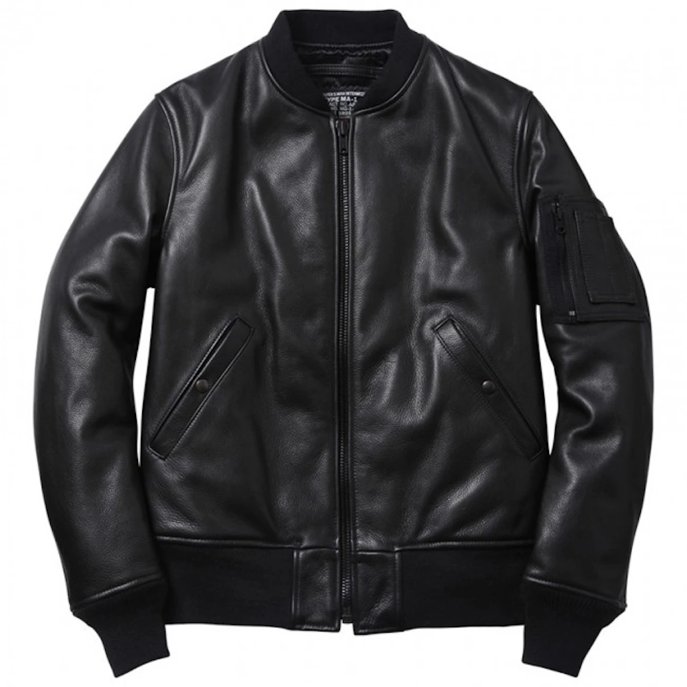 Supreme Schott NYC Leather MA 1 Jacket Black - FW13 - GB