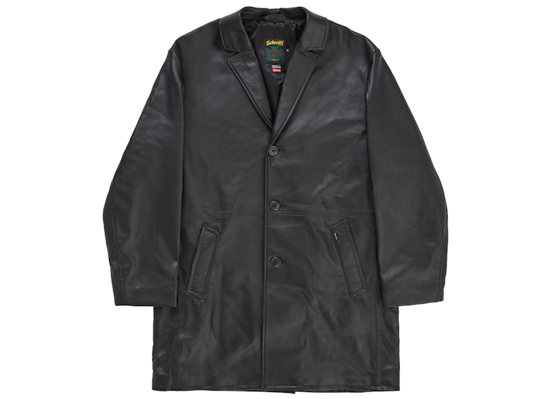 Supreme Schott Leather Overcoat (SS26) Black Hombre - SS26 - ES