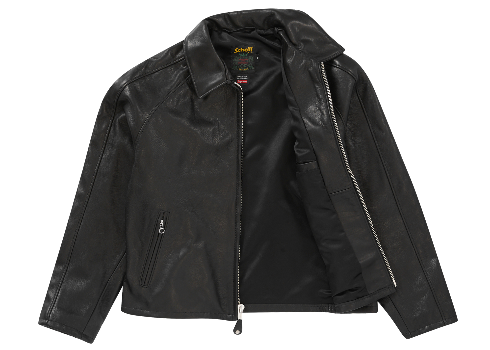 Supreme Schott Leather Racer Jacket Black Men's - SS23 - US