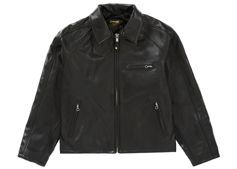 Supreme Schott Leather Racer Jacket Black