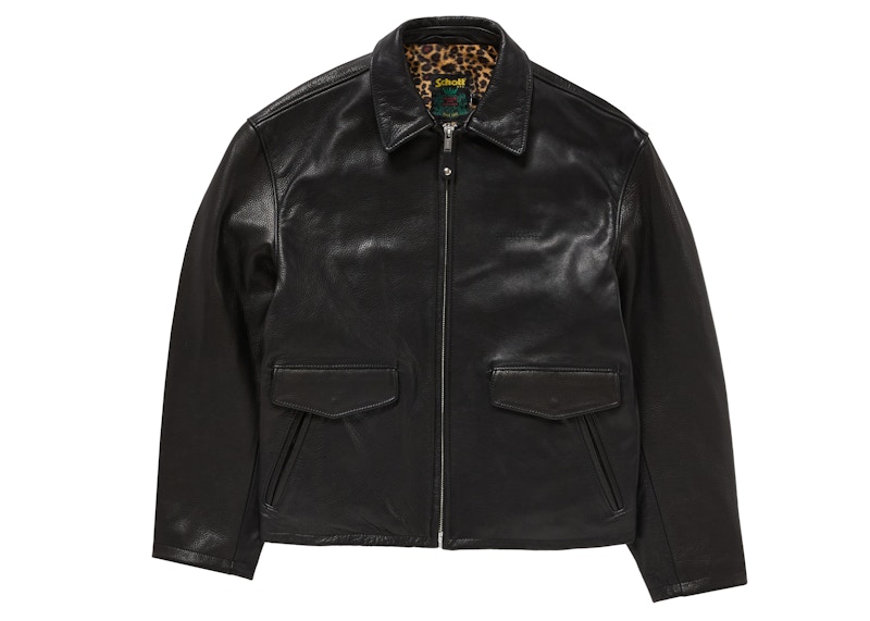 Supreme Schott Leather Racer Jacket (FW24) Black Men's - FW24 - US