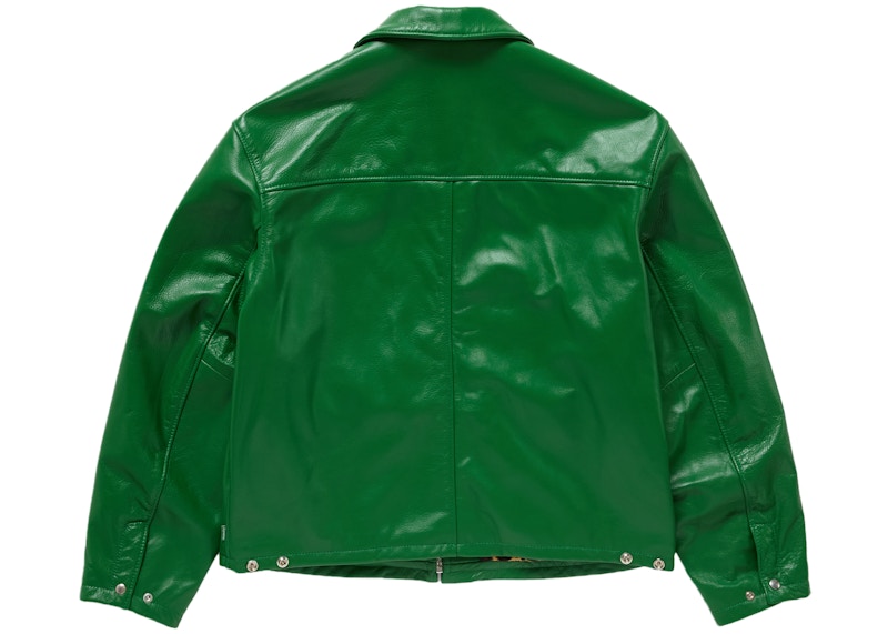 Supreme Schott Leather Racer Jacket FW24 Green Hombre FW24 US