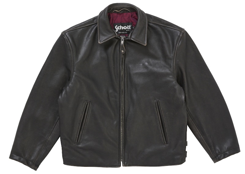 Supreme Schott Leather Racer Jacket (FW25) Black Men's - FW25 - US