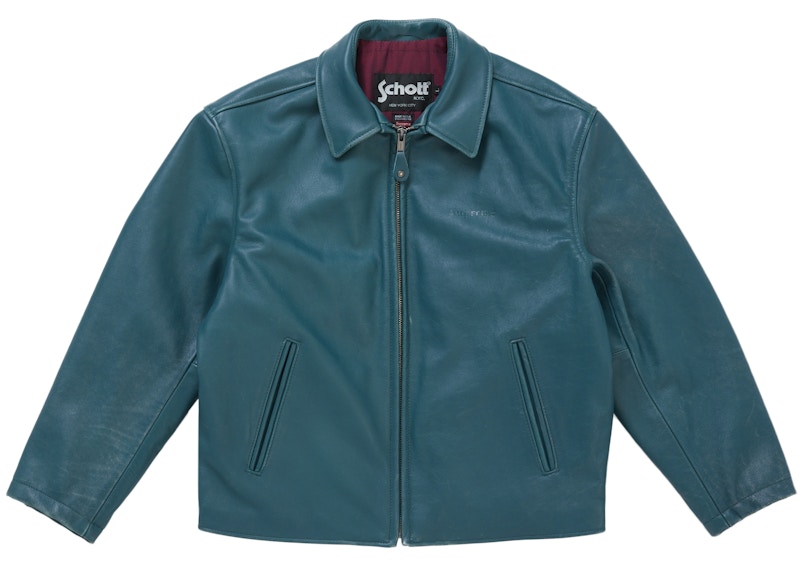 Supreme Schott Leather Racer Jacket (FW25) Teal メンズ - FW25 - JP