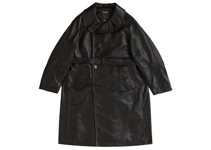 Supreme Burberry Leather Collar Trench Black Men's - SS22 - US