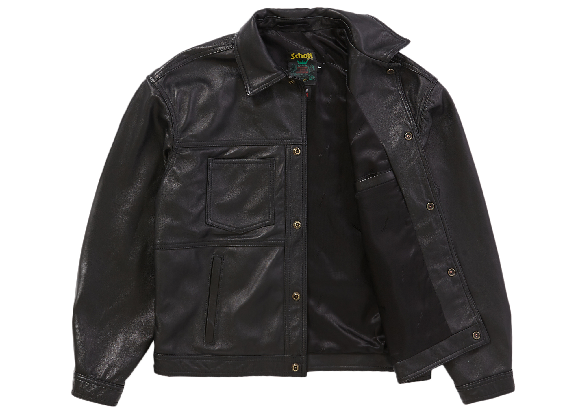 Supreme Schott Leather Work Jacket Black