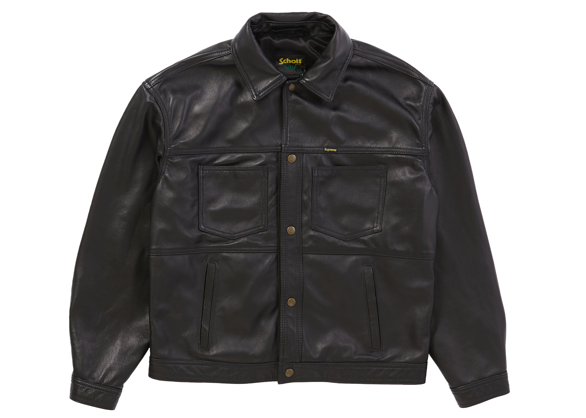 Supreme Schott Leather Work Jacket Black - SS22 Men's - US