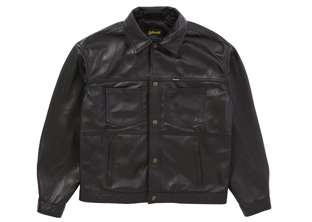 Pre-owned Supreme Schott Leather Work Jacket Black