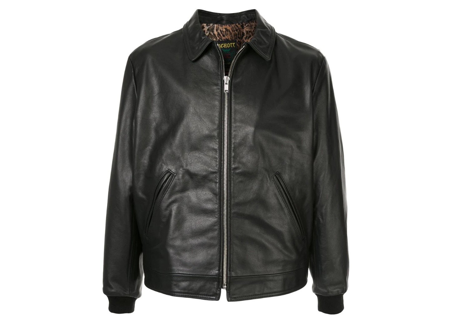 Supreme Schott Leopard Lined Leather Work Jacket Black - FW17 - GB